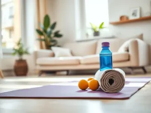 Osoba ćwicząca na wioślarzu w jasnej siłowni, ujęcie z boku podkreślające pracę mięśni nóg i ramion.