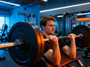 Wysportowana kobieta intensywnie trenuje na rowerze stacjonarnym w nowoczesnej sali fitness, przygotowując się do wyzwania.