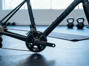 Profesjonalny rower szosowy i nowoczesne rolki ustawione obok siebie na parkowej ścieżce w słoneczne popołudnie.