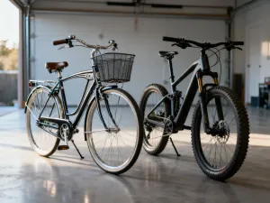 Rama szosowego roweru i roller do masażu na drewnianej podłodze, symbolizujące regenerację mięśni po treningu kolarskim.