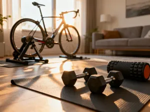 Widok z perspektywy rowerzysty na profesjonalną owijkę i klamkomanetki roweru szosowego podczas jazdy w blasku zachodzącego słońca.