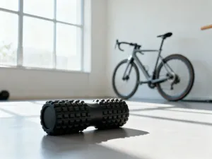 Nowoczesny kask rowerowy miejski o matowej fakturze, spoczywający na drewnianym stojaku w słonecznym parku.
