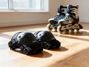 Nowoczesna sala fitness z matą do jogi i hantlami, zachęcająca do rozpoczęcia treningu redukującego bryczesy.